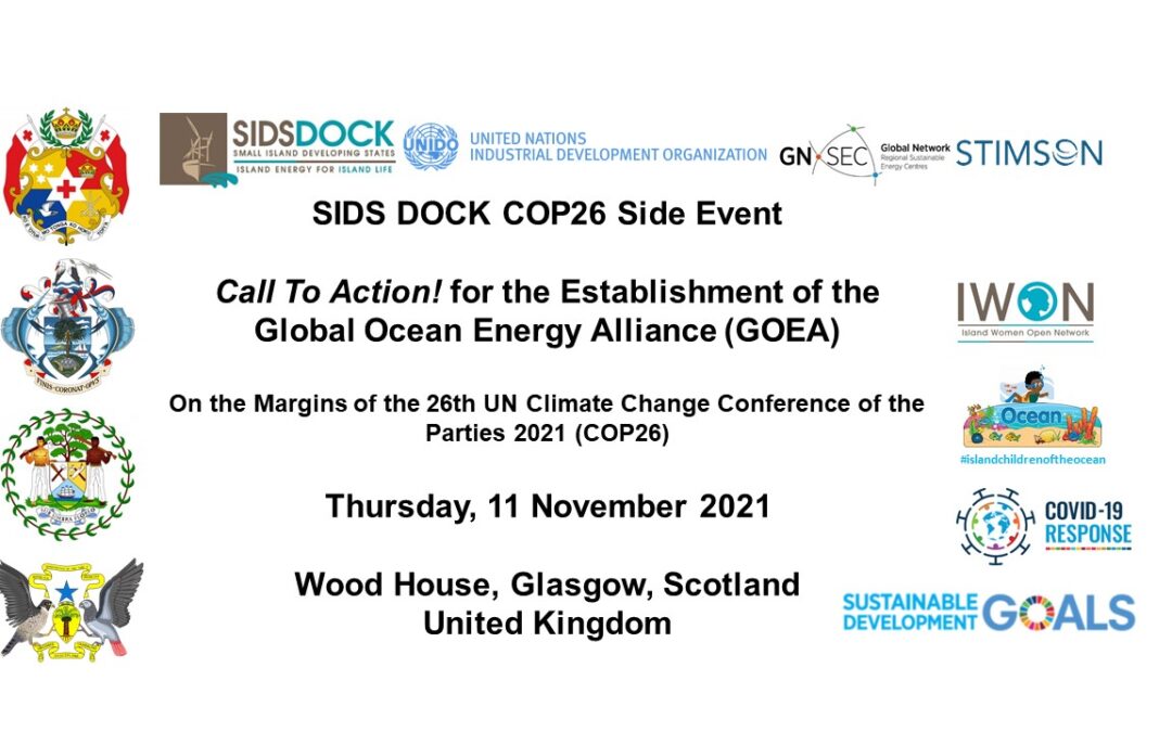 Banner SIDS DOCK COP26 Side Event, Wood House, Glasgow